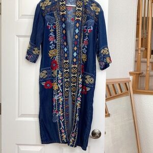 Paparazzi Soft Denim Embroidered Duster
